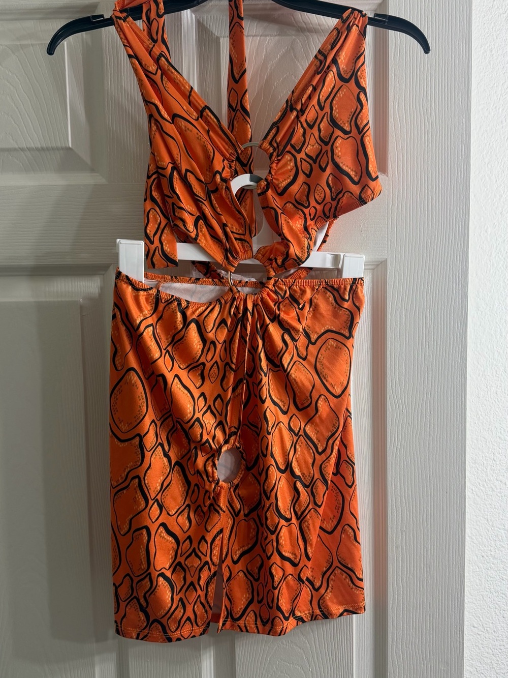 Fashion Nova Orange Snake-Print Mini Dress